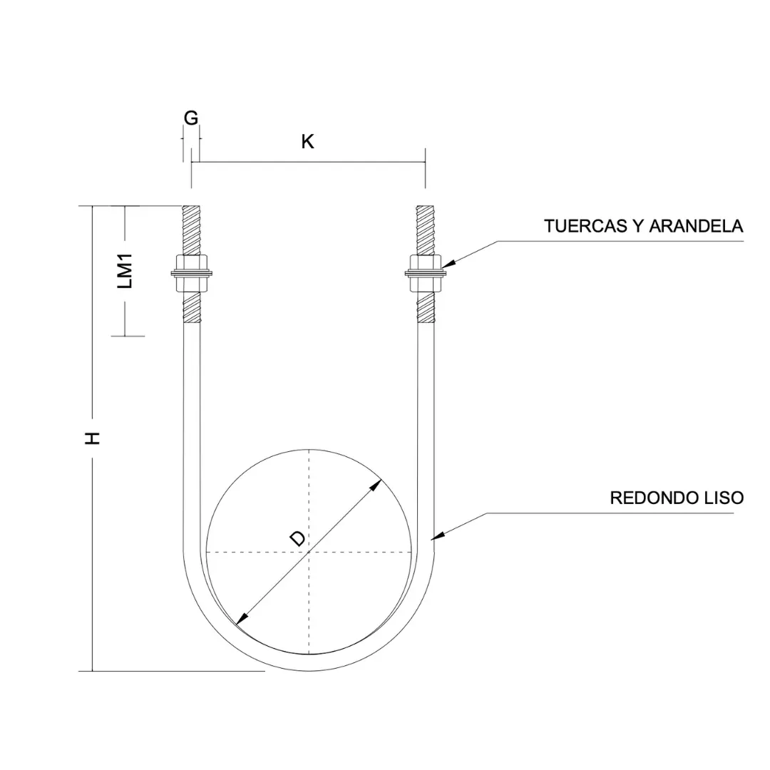 Diagrama Técnico de un Perno en U